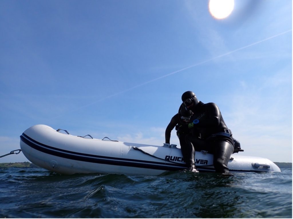 Surveying fauna in Vejle Fjord, Denmark.